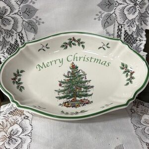 Spode Christmas Tree "Merry Christmas" oval tray